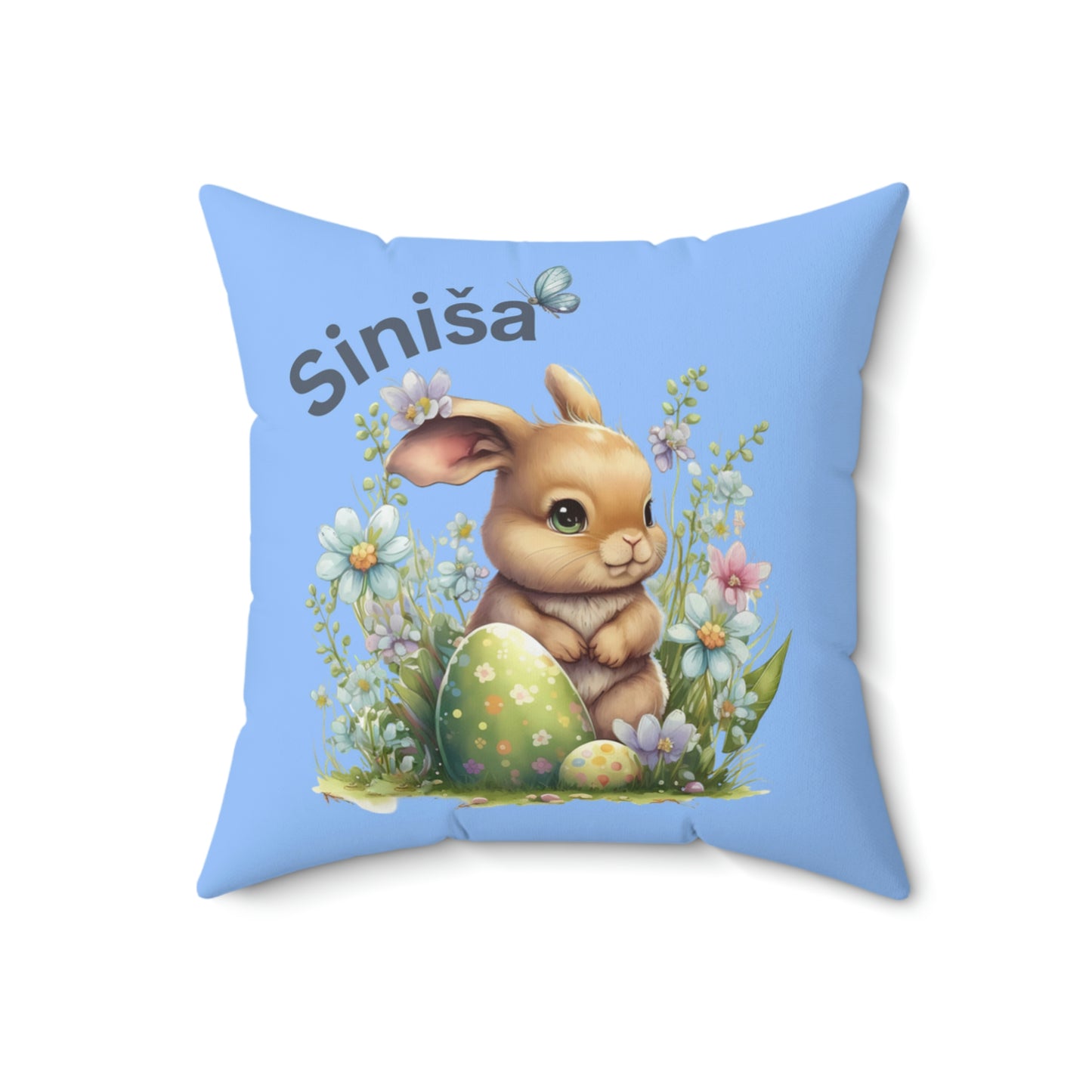 Easter Bunny Personalized Double Sided Suede Feel Pillow
