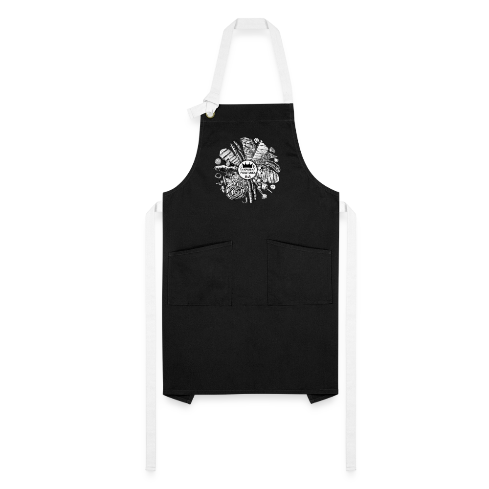 King of the Grill Men's Cyrllic Artisan Apron - black/white