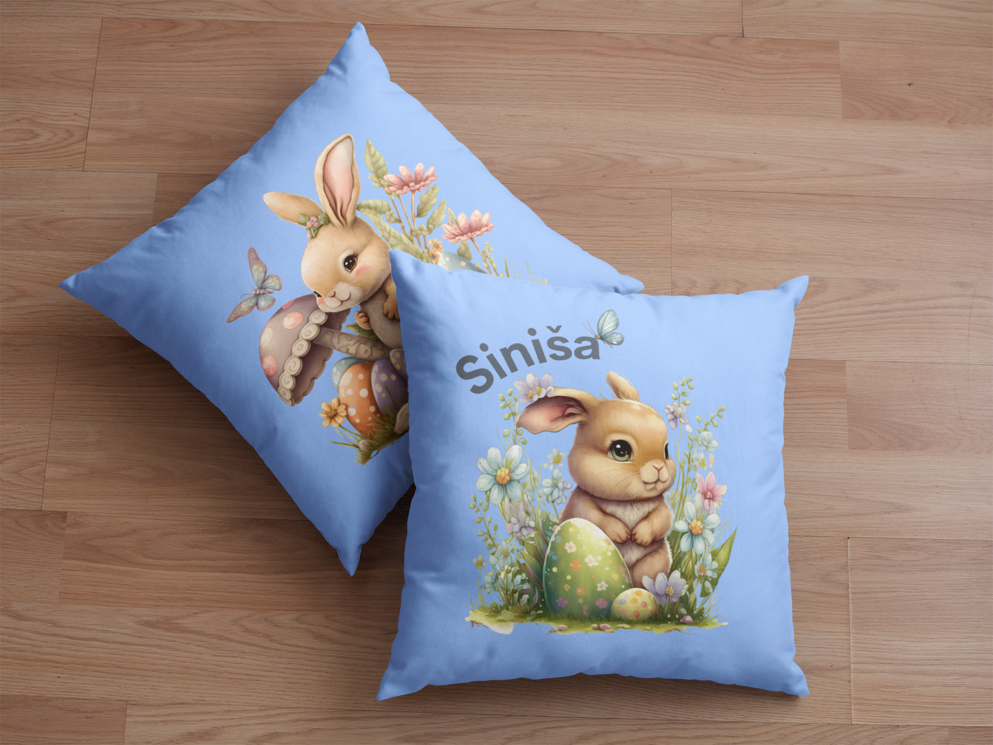 Easter Bunny Personalized Double Sided Suede Feel Pillow