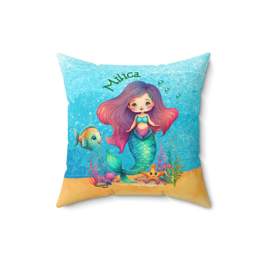 Little Mermaid Personalized Double Sided Suede Feel Pillow