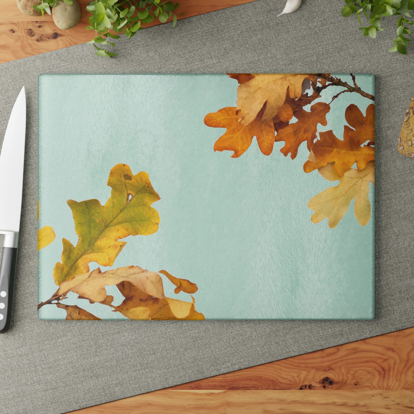 Oak Leaves - Glass Cutting Board / Staklena Daska za Sečenje /